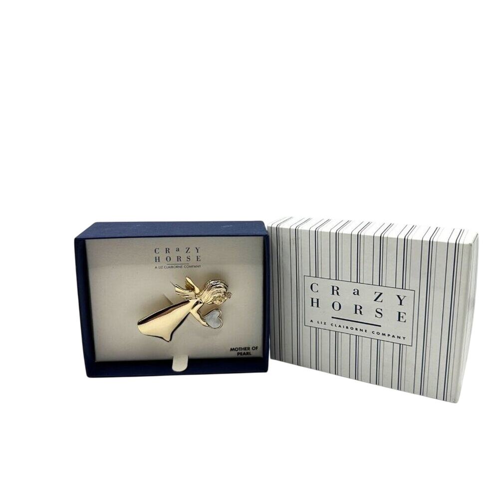 NWT Crazy Horse Liz Claiborne Co. Angel Mother of Pearl Pin Brooch - Picture 2 of 6